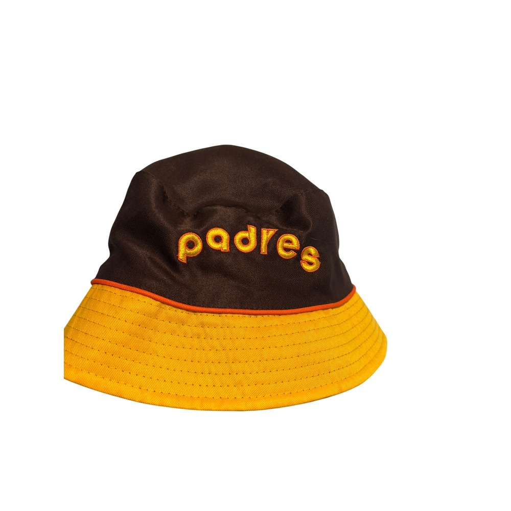 San Diego Padres Reversible Bucket Hat Brown Yellow Pinstripe Swinging Friar